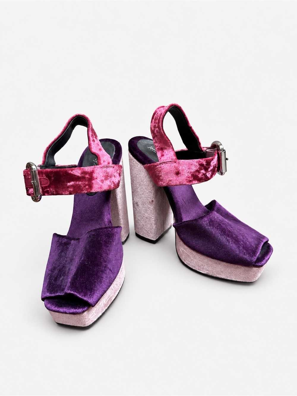 Jeffrey Campbell Purple & Pink Velvet Platform Sandals